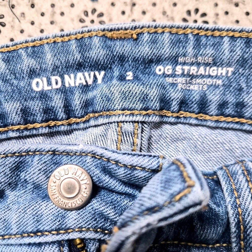 Old Navy OG Straight High-Rise Light Wash Blue Denim Jeans Womens Size 2 - Picture 2 of 8
